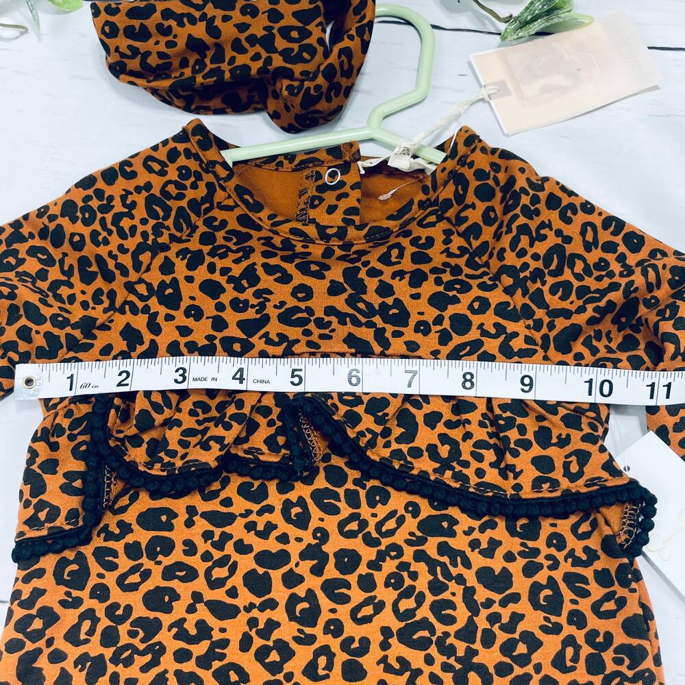 NEW Jessica Simpson Leopard Print Brown and Black Romper - Size 12months - Picture 8 of 9